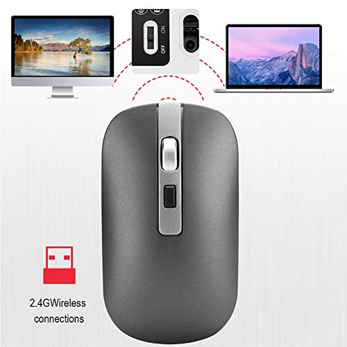 Ratón inalámbrico, 3 Niveles 800/1200/1600 dpi Ajuste Ratones de computadora portátil con Receptor USB para portátil/PC/Computadora/Computadora portátil/MacBook, Ratones para Juegos de PC(Gris)