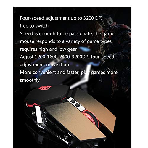 RATÓN Para Juegos con Cable Ajustable para PC con 6 Botones Programables USB Botones De Alta Precisión Juego Móvil Macro Definición RGB Portátil De Escritorio,A