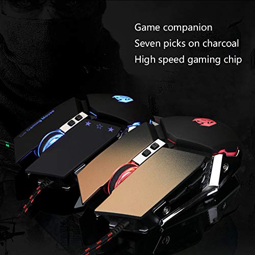 RATÓN Para Juegos con Cable Ajustable para PC con 6 Botones Programables USB Botones De Alta Precisión Juego Móvil Macro Definición RGB Portátil De Escritorio,A