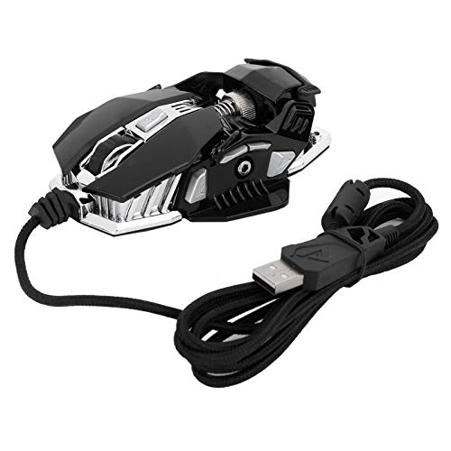 Ratón para Juegos PC Ratones de computadora para Juegos con Cable USB Mecánico Bola de Cristal Brillante Accesorios de computadora agravados(Negro)