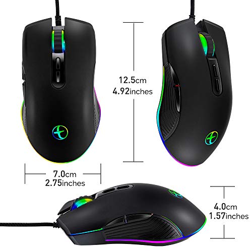 Ratones RGB LED para Juegos,3200DPI,Puerto USB C con Cable para Apple MacBook Pro 2017/2016, MacBook 14 Pulgadas,Chromebook,PC con Windows,Computadora o Computadoras Portátiles con Puerto Tipo C