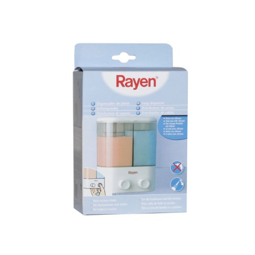 Rayen 2020 - Dispensador de jabón, 2 Compartimentos Individuales, Color Blanco