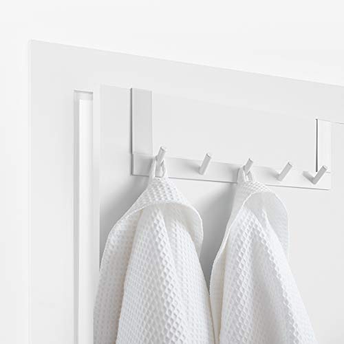 Rayen Gancho de puerta de acero pintado blanco 36 cm x 12,5 cm x 4 cm