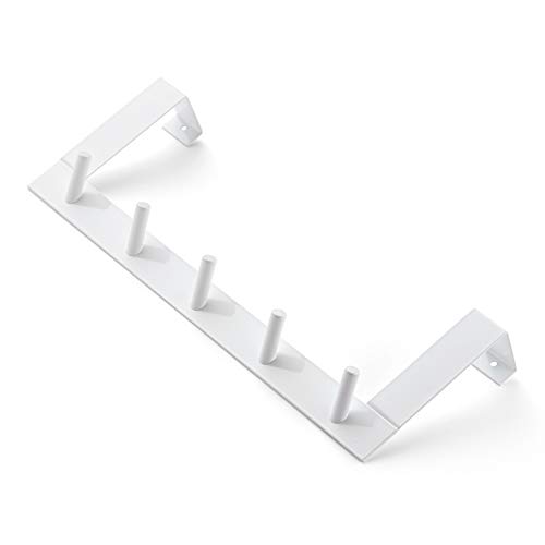 Rayen Gancho de puerta de acero pintado blanco 36 cm x 12,5 cm x 4 cm