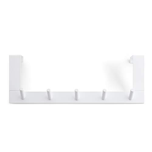 Rayen Gancho de puerta de acero pintado blanco 36 cm x 12,5 cm x 4 cm