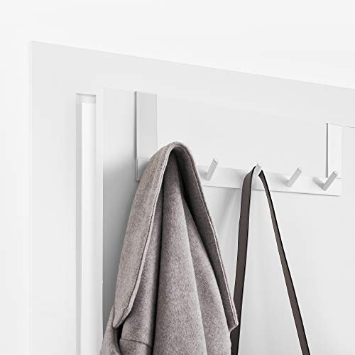 Rayen Gancho de puerta de acero pintado blanco 36 cm x 12,5 cm x 4 cm