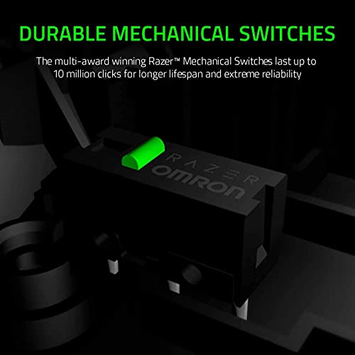 Razer DeathAdder Essential Gaming Mouse: Sensor óptico de 6400 DPI - 5 botones programables - Interruptores mecánicos - Puños laterales de goma - Negro clásico