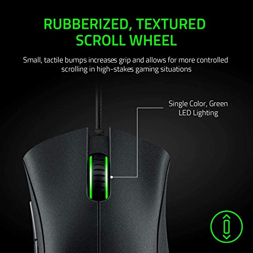 Razer DeathAdder Essential Gaming Mouse: Sensor óptico de 6400 DPI - 5 botones programables - Interruptores mecánicos - Puños laterales de goma - Negro clásico