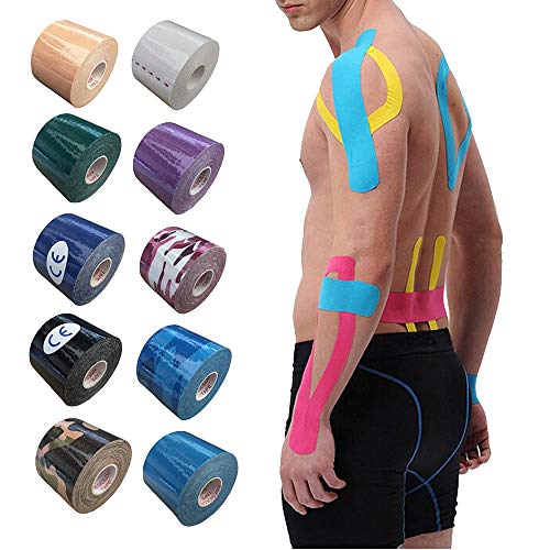 REAPP 2size Kinesiología Cinta atlética Muscular Cinta de Cinta Deportes Vendaje Cuidado Tenis de la Aptitud Muscular Correr Protector de la Rodilla (Color : Blue Camouflage, Size : 2.5CMX5M)