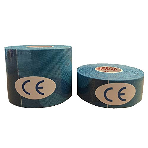 REAPP 2size Kinesiología Cinta atlética Muscular Cinta de Cinta Deportes Vendaje Cuidado Tenis de la Aptitud Muscular Correr Protector de la Rodilla (Color : Blue Camouflage, Size : 2.5CMX5M)