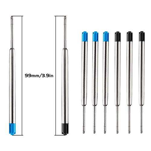 Recambios para bolígrafos redonda 30 unidades, 15 unidades, tinta azul y 15 unidades, tinta negra, secado rápido, 1 mm, punta media, 99 mm recarga de pluma para bolígrafos Parker/Tactical Pens