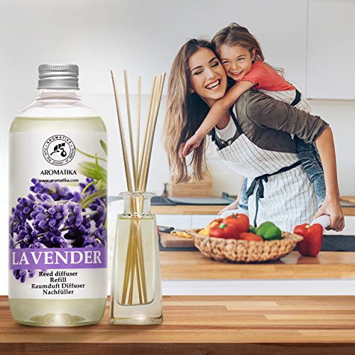 Recarga Difusor con Aceite Esencial de Lavanda 500ml - Natural para Cuartos - Hogares - Oficinas - Restaurantes - Aromaterapia - 0% Alcohol - Ambientador - Aceite Esencial de Lavanda