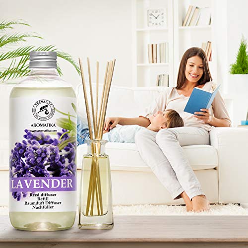 Recarga Difusor con Aceite Esencial de Lavanda 500ml - Natural para Cuartos - Hogares - Oficinas - Restaurantes - Aromaterapia - 0% Alcohol - Ambientador - Aceite Esencial de Lavanda