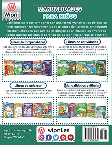 Recortar y pegar | libro para niños - 3-5 años: aprender a recortar - cuaderno de actividades - colorear y recortar - libro colorear niños 4 años - ... niños - recortables para niños 4 años