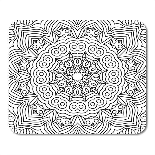 Rectángulo Alfombrilla de ratón Goma Mini Página para colorear para adultos Parte de intrincado Mandala Tribal Blanco y negro Anciano Alfombrilla de ratón Juego liso Accesorios para computadora Soport