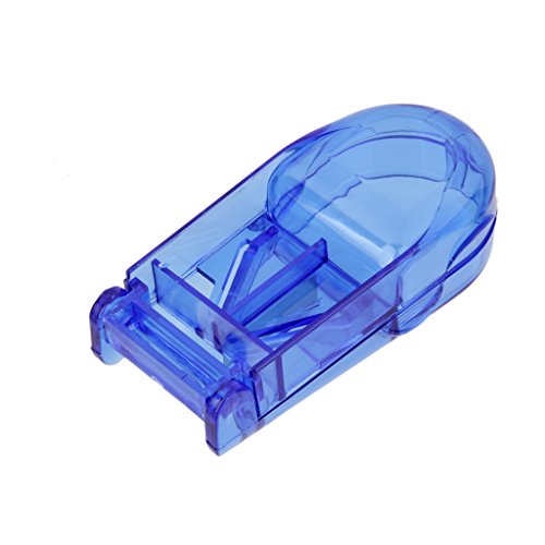 Rectángulo Cortador De Pastillas Caja De Compartimiento De Almacenamiento Divisor Titular De Medicina Azul