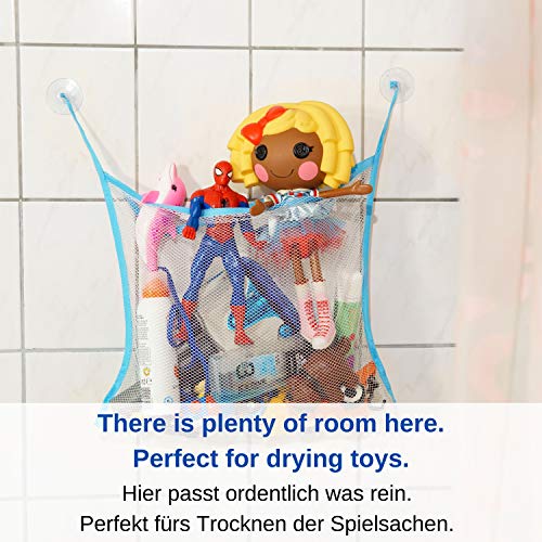 Red de Almacenamiento para la Bañera, Organizador de juguetes de los niños, Bolsa organizadora baño, Red para colgar accesorios ducha, 2 x ventosas + 2 x ganchos adhesivos, organizador juguetes baño