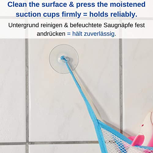 Red de Almacenamiento para la Bañera, Organizador de juguetes de los niños, Bolsa organizadora baño, Red para colgar accesorios ducha, 2 x ventosas + 2 x ganchos adhesivos, organizador juguetes baño