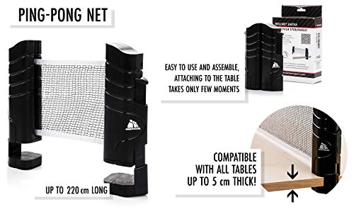 Red Ping Pong Neto para el Tenis de Mesa Longitud Ajustable hasta 200 cm Portátil Net Table Tennis Accesorio para Entrenamiento y Actividades al Aire Libre y Deportes (Negro)