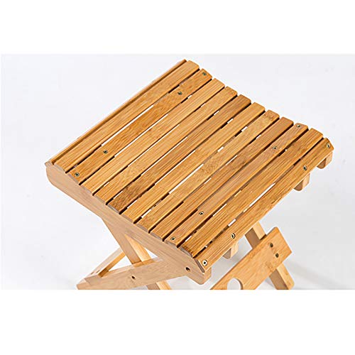 Redsa Taburete de madera resistente a la humedad plegable de bambú silla de baño portátil banco de madera reposapiés para la ducha de afeitado, reposapiés para el hogar