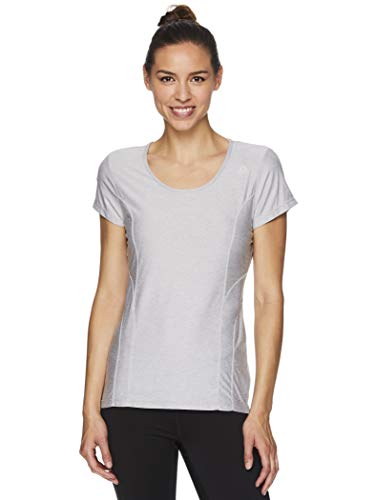 Reebok Women's Gym & Workout T-Shirt - Dynamic Fitted Performance Short Sleeve Athletic Top - Dynamic Silver Sconce Heather, Medium