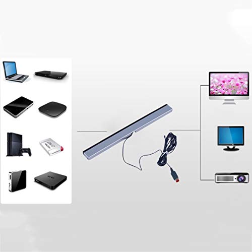 Reemplazo por Infrarrojos TV Ray Wired Sensor de la Barra de Sensor de Distancia Inductor para Nintendo Wii para Wii U Consola – Negro con Plata