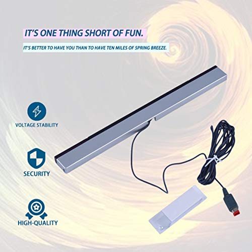 Reemplazo por Infrarrojos TV Ray Wired Sensor de la Barra de Sensor de Distancia Inductor para Nintendo Wii para Wii U Consola – Negro con Plata