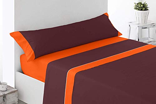 Regalitostv -Summer Colors-* Juego SÁBANAS DE Verano Lisas (3 Piezas) (Naranja/Marron, 105_x_200_cm (Cama Cuerpo Y Medio))