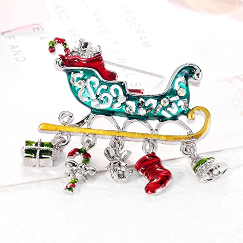 Regalo de Navidad Forma de coche Broche Pin Rhinestone Aleación Muleta Calcetines Bell Colgante Esmalte Pin Amigos Regalo, Diamantes de imitación, aleación,