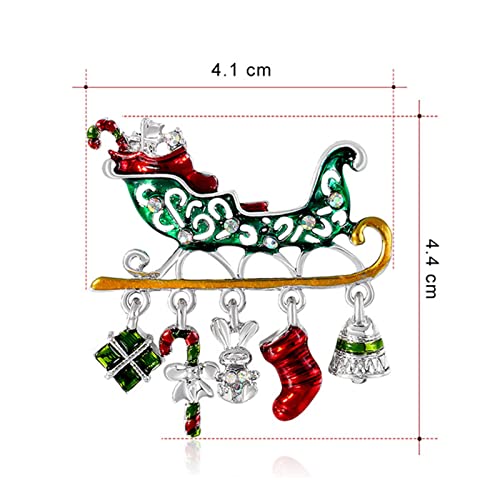 Regalo de Navidad Forma de coche Broche Pin Rhinestone Aleación Muleta Calcetines Bell Colgante Esmalte Pin Amigos Regalo, Diamantes de imitación, aleación,