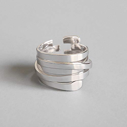 ♥ Regalo para Navidad♥ JIANGYUYAN S925 Anillo de plata esterlina Anillos envolventes multicapa simples Anillos abiertos Joyería única hecha a mano para mujeres y niñas