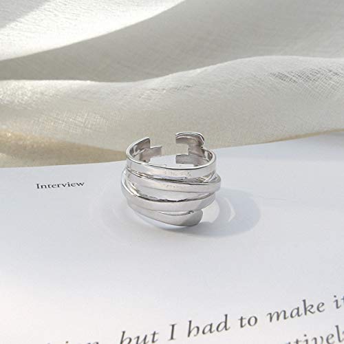 ♥ Regalo para Navidad♥ JIANGYUYAN S925 Anillo de plata esterlina Anillos envolventes multicapa simples Anillos abiertos Joyería única hecha a mano para mujeres y niñas