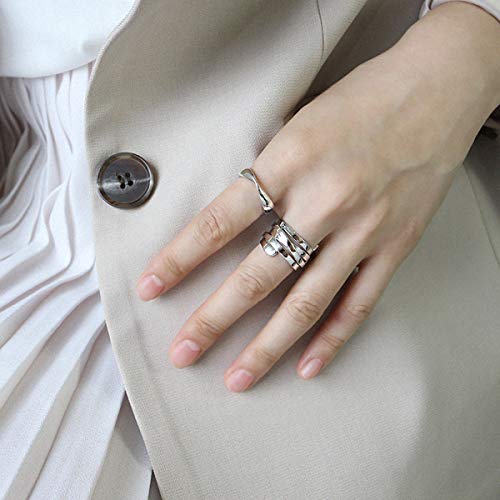 ♥ Regalo para Navidad♥ JIANGYUYAN S925 Anillo de plata esterlina Anillos envolventes multicapa simples Anillos abiertos Joyería única hecha a mano para mujeres y niñas