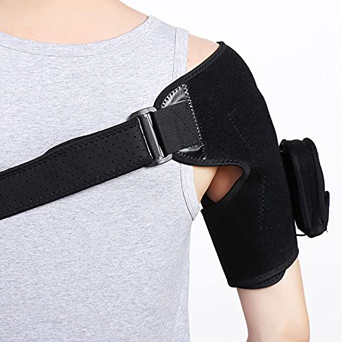 Regalos de Invierno Sannofair - Masaje térmico para hombros con 3 ajustes de calefacción, correa ajustable para terapia de calor o frío para manguito rotador, tendinitis de esguince de dolor