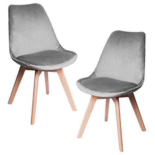 Regalos Miguel - Packs Sillas Comedor - Pack 2 Sillas Synk Terciopelo - Gris - Envío Desde España
