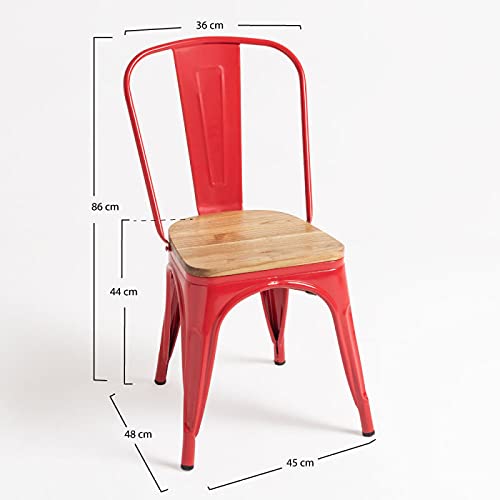 Regalos Miguel - Sillas Comedor - Silla Torix Madera Natural - Rojo - Envío Desde España
