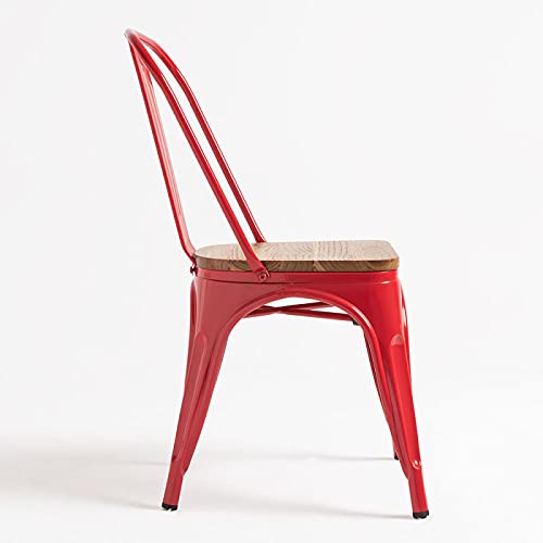 Regalos Miguel - Sillas Comedor - Silla Torix Madera Natural - Rojo - Envío Desde España