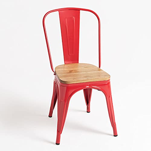 Regalos Miguel - Sillas Comedor - Silla Torix Madera Natural - Rojo - Envío Desde España