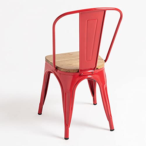 Regalos Miguel - Sillas Comedor - Silla Torix Madera Natural - Rojo - Envío Desde España