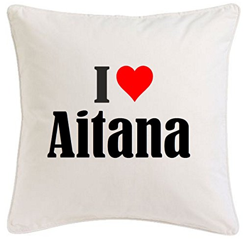 Reifen-Markt la Funda de Almohada I Love Aitana 40cm x 40cm Microfibra Regalo Ideal y la decoración de Buen Gusto para Cada Sala de Estar o el Dormitorio en Color Blanco con Cremallera