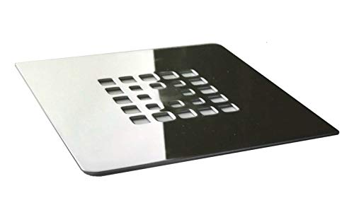Rejilla cuadrada de 13,2 X 13,2 cm en acero inoxidable para platos de ducha de resina,pizarra,mármol,piedra