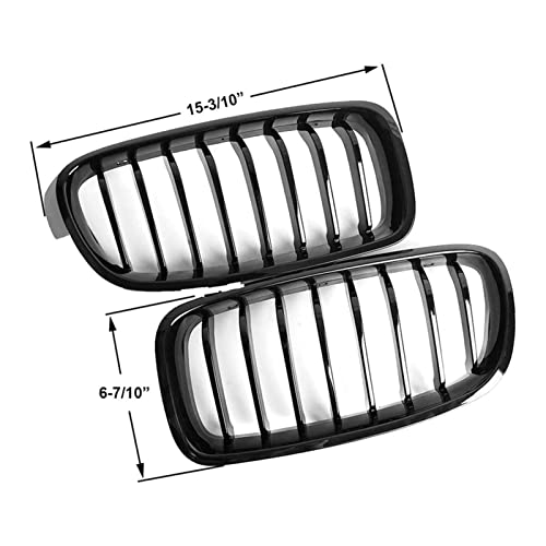 Rejilla de Parachoques For BM-W 3 Serie F30 F31 F35 2012-2018 (Solter Slat Gloss Black Grill, Conjunto de 2 pc) Rejilla del riñón Delantero