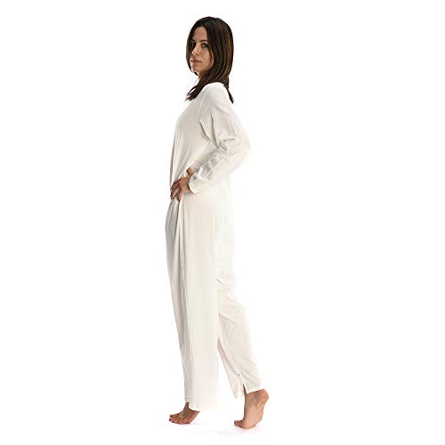 Rekordsan Pijama Antipañal Geriátrico Ideal Mujer En Fresco Algodón Con 2 Cremalleras Color Nata Talla 4-1 unidad