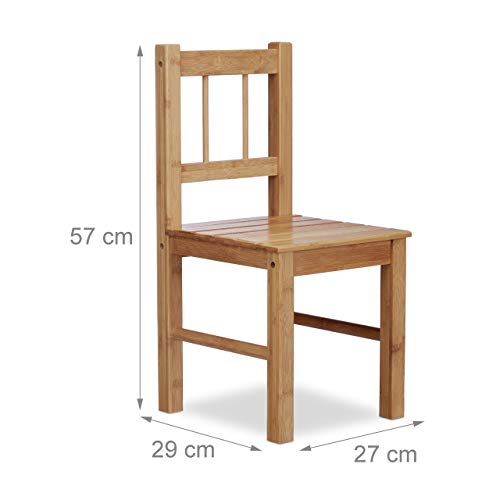 Relaxdays bambú decoración Silla, 57 x 27 x 29 cm, pequeñas Flores Soporte, Asiento de Madera, Silla, bambú, Natural