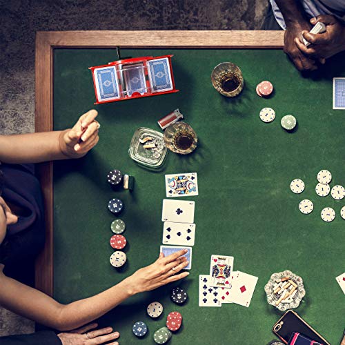 Relaxdays, Kartenmischmaschine, Mezclador Cartas, 2 Mazos, Manivela, Barajador Manual para Juegos Cartas hasta 91 mm, Plástico, Rojo y Negro