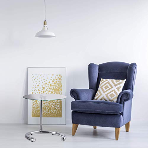 Relaxdays Mesa Auxiliar de Altura Regulable hasta 70 cm, Mesita Café, Acero Cromado-Cristal, Superficie 46 cm, Plateado, 70 x 46 x 46 cm