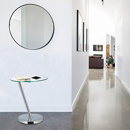 Relaxdays Mesa Auxiliar Redonda, Mesita Café, Cristal-Acero Cromado, 52 x 45 x 45 cm, Plateado, Plata