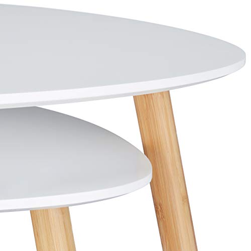 Relaxdays Mesas Auxiliares, Madera, Blanco, 60x60x48 cm, 2 Unidades