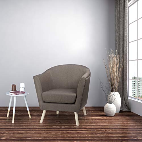 Relaxdays Sillón Individual Estilo Escandinavo, Tela y Madera, Marrón, 81 x 78 x 70 cm