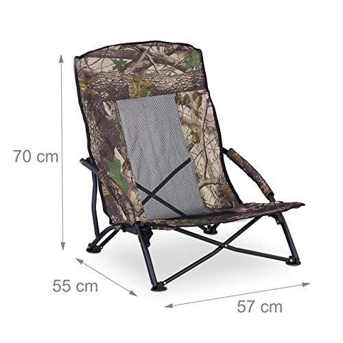 Relaxdays, Verde, Silla Plegable con Bolsa para Playa, Camping, Jardín y Pesca, Acero y Plástico, 70 x 57 x 55 cm